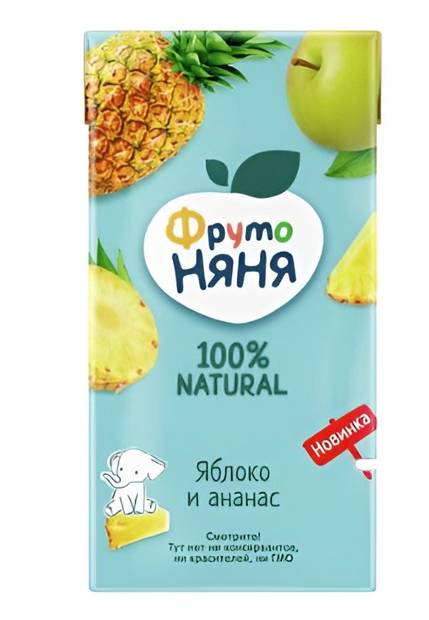 Сок детский ФрутоНяня Яблоко и Ананас, 500мл (Упаковка 12 шт)