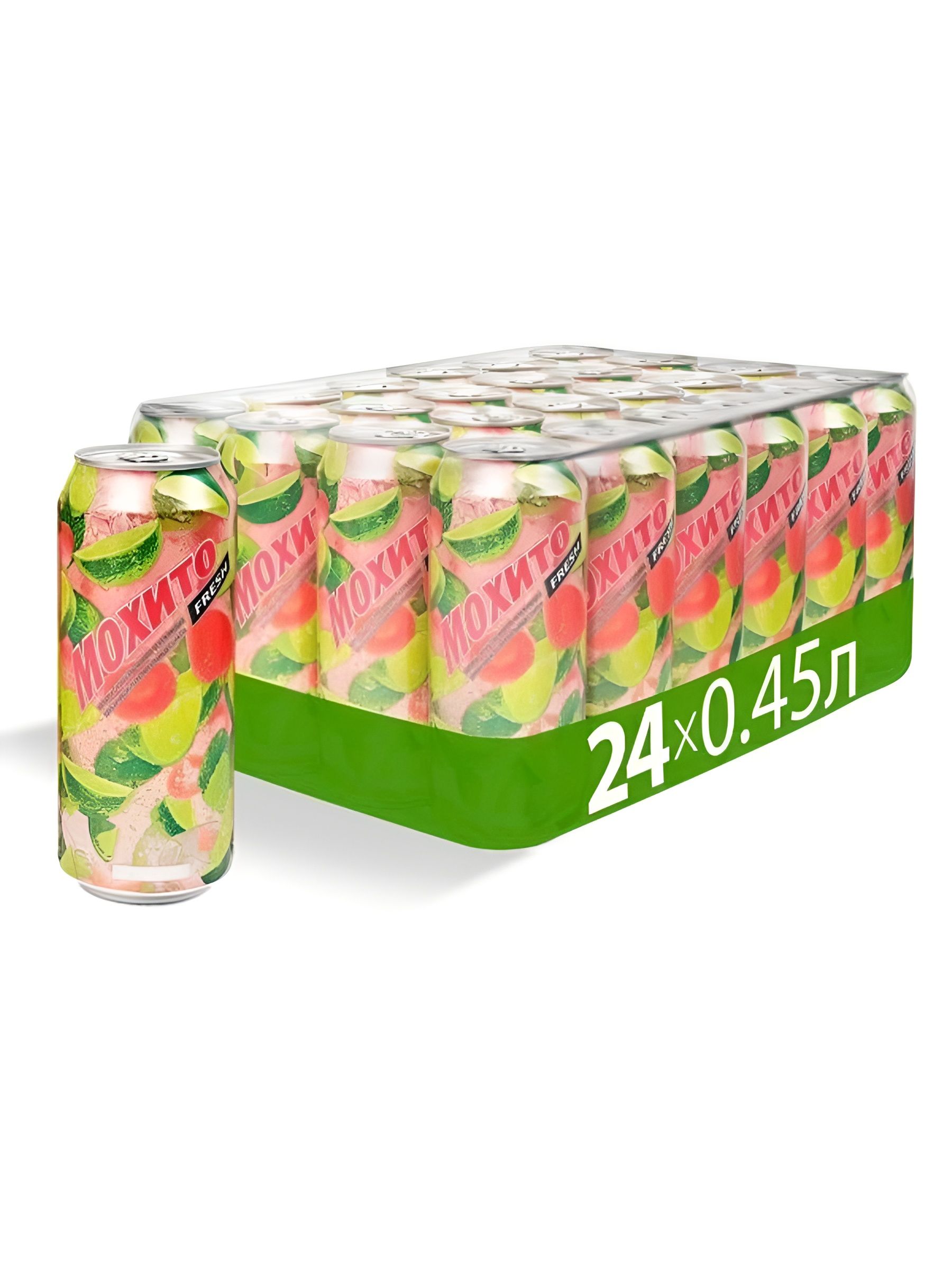 Напиток Мохито Fresh Клубника газированный, Жб, 450мл x 24 шт