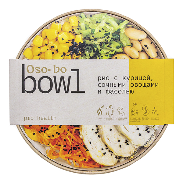 Боул Oso-bo bowl Рис с курицей сочными овощами и фасолью замороженный 250 гр