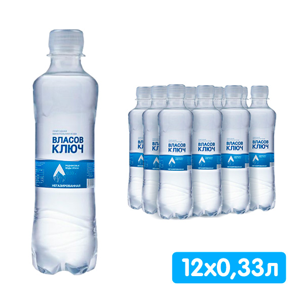 Вода Власов ключ 0.33 литра, без газа, пэт, 12 шт. в уп.