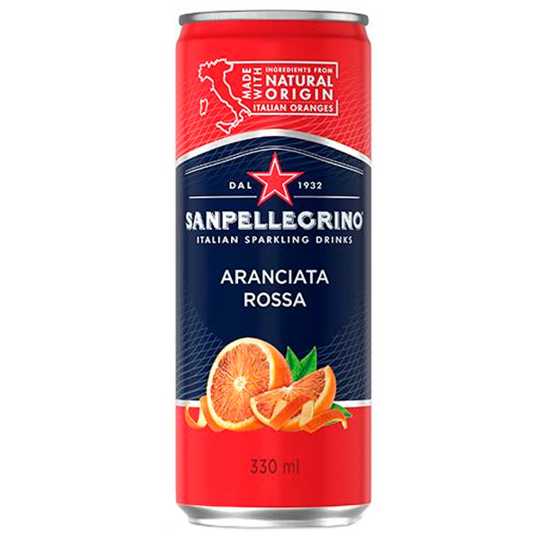 Напиток San Pellegrino красный апельсин 0.33 литра, газ, ж/б, 24 шт. в уп.