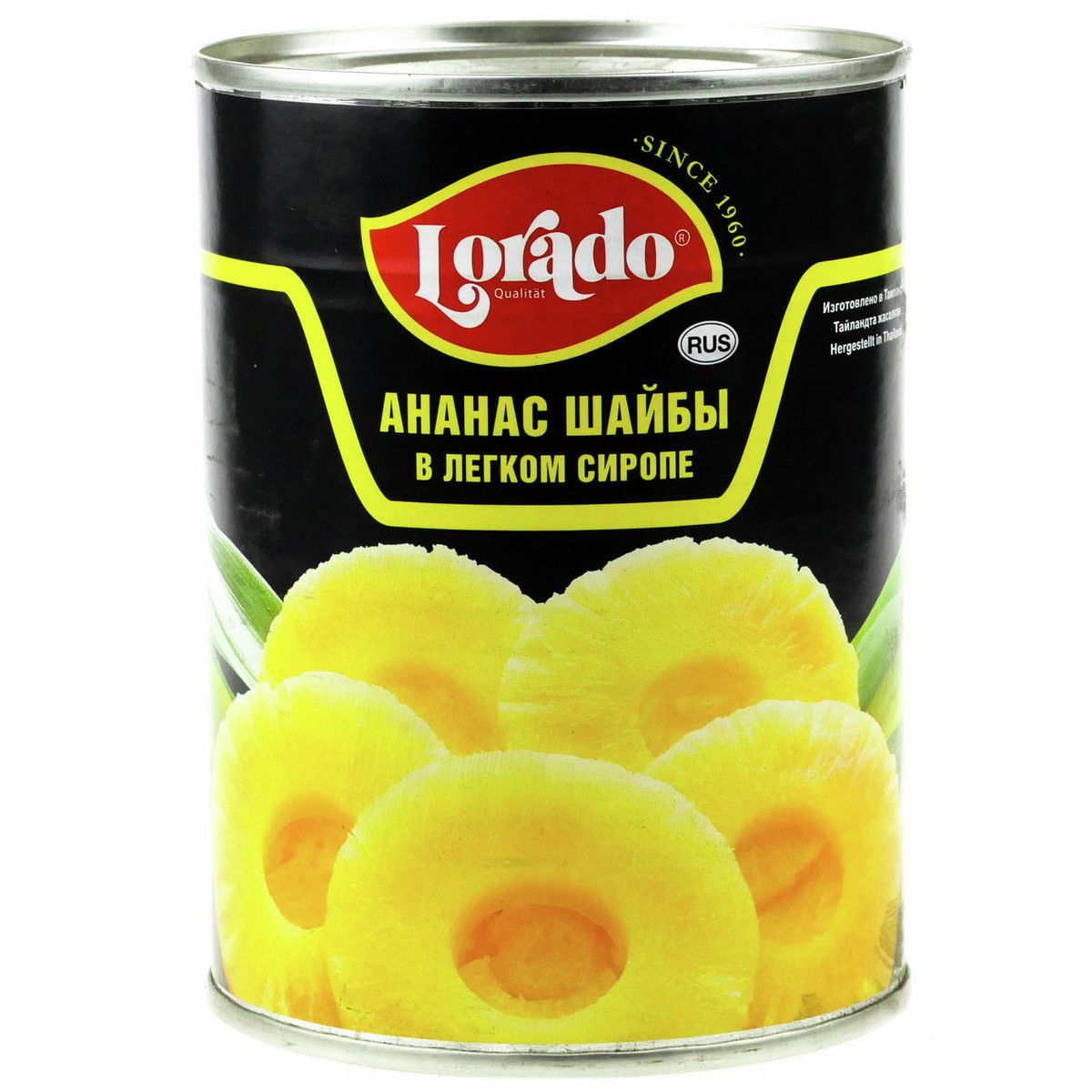 Ананасы Lorado кольца в легком сиропе, 565г х 12 шт.