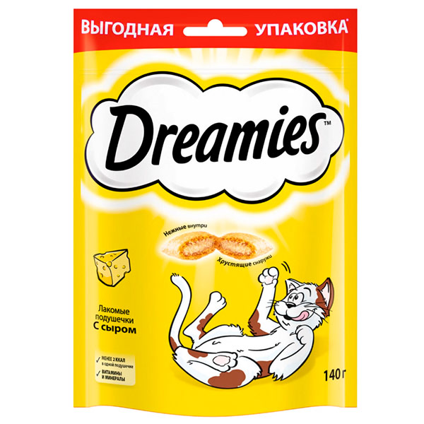 Лакомство Dreamies подушечки для кошек с сыром 140 гр