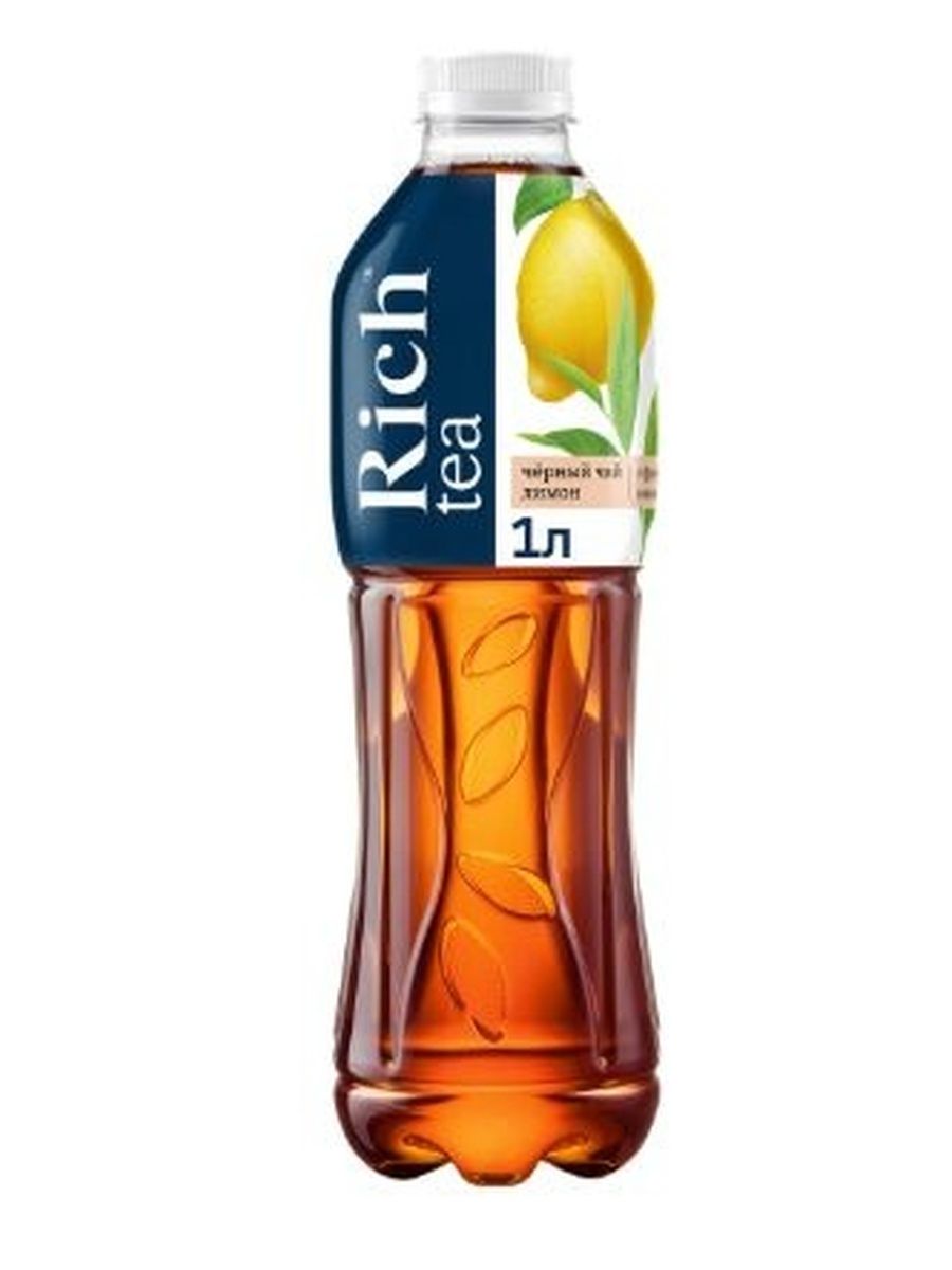 Холодный чай Rich tea черный со вкусом лимона, 1000 мл. Упаковка 12 шт.
