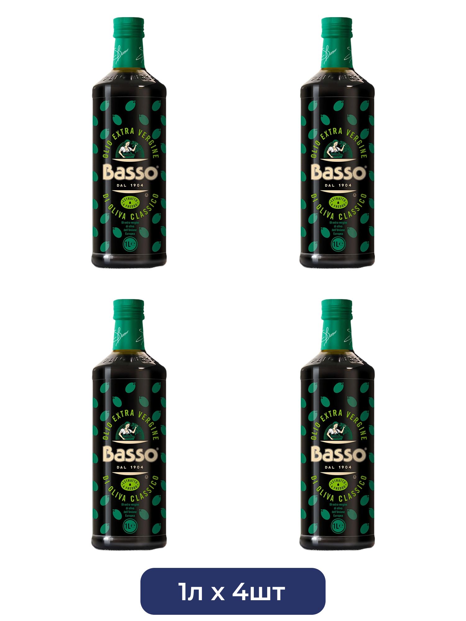 Масло Оливковое Basso Extra Virgin Нерафинированное 1л х 4шт.