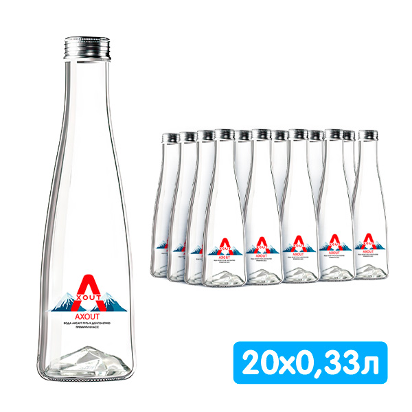 Вода Axout 0.33 литра, без газа, стекло, 20 шт. в уп.