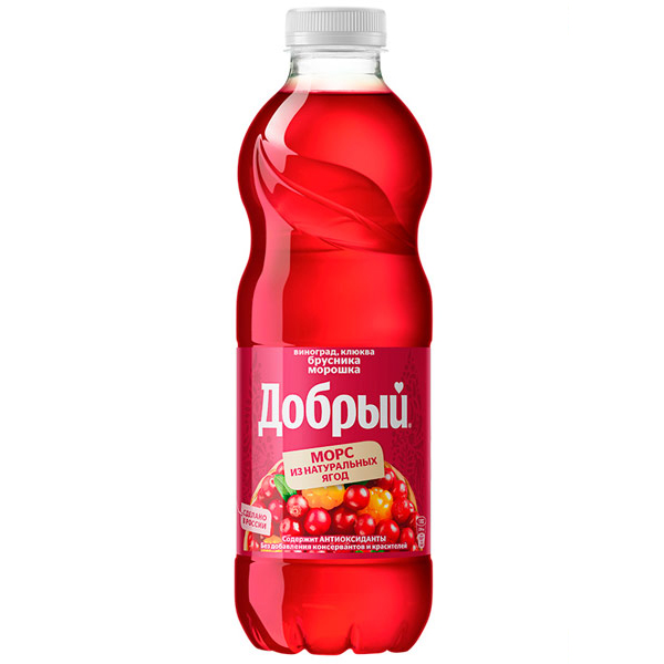 Морс Добрый брусника, морошка, виноград, клюква 0.97 литра, пэт
