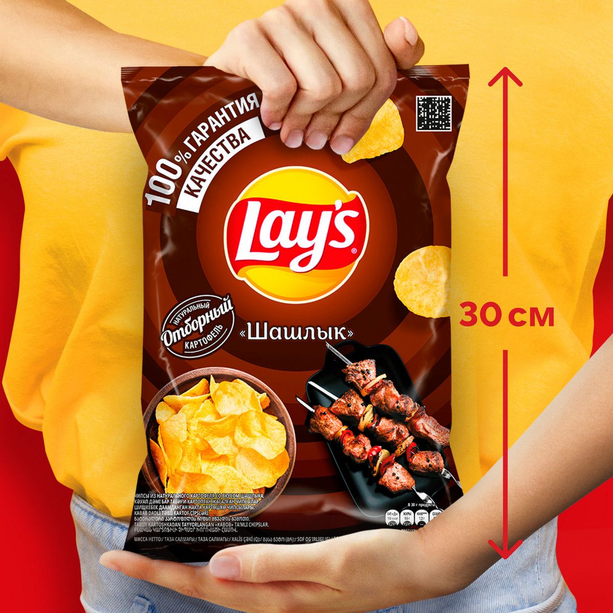 Чипсы Lay's Шашлык, 140г. Упаковка 19шт. Набор 4 упаковки.