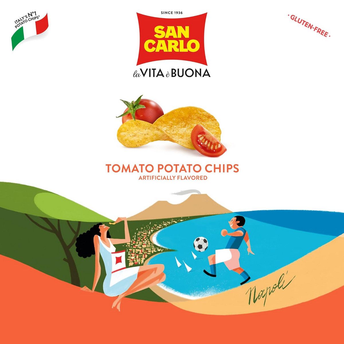 Чипсы San Carlo Piu Gusto Томат, 150г. Упаковка 16 шт.