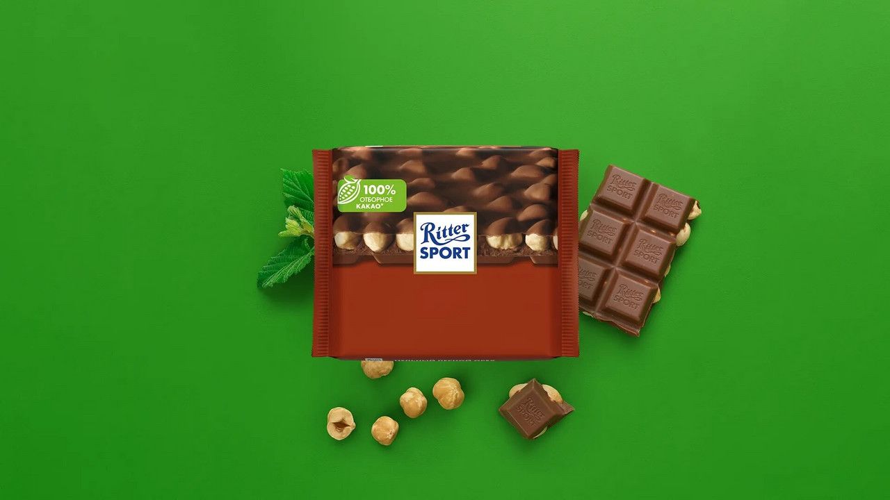 Шоколад Ritter Sport молочный Цельный лесной орех,100г. Набор 10 шт.