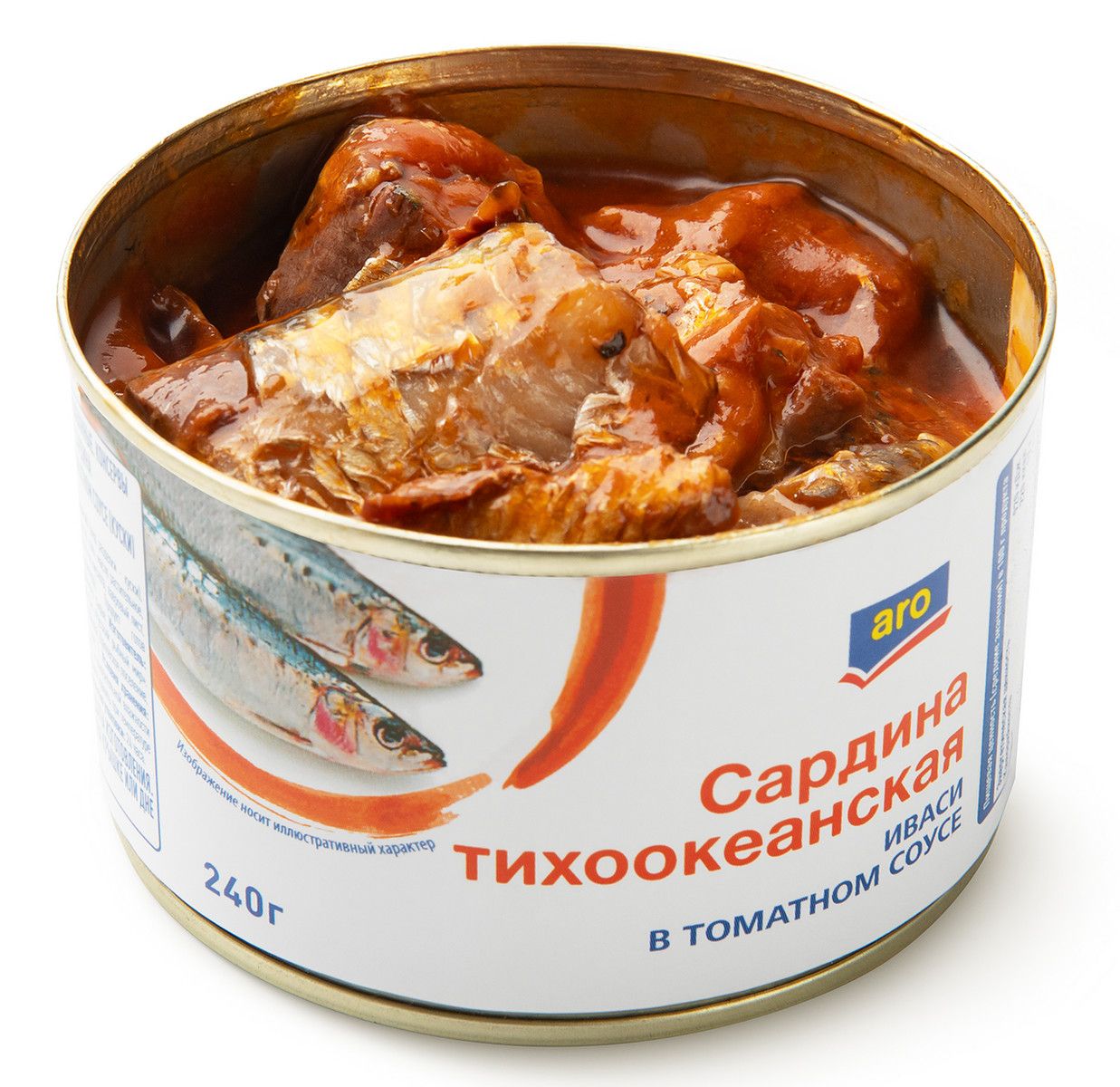 aro Сардина тихоокеанская иваси в томатном соусе, 240г х 48 шт.