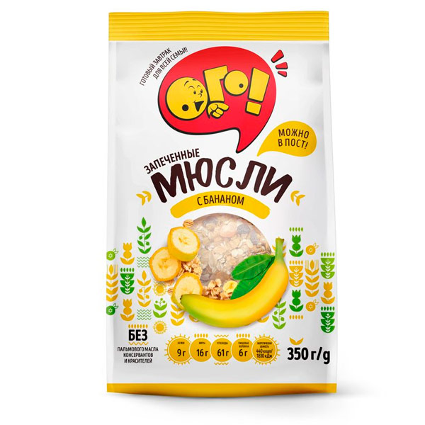 Мюсли ОГО! запечённые с бананом 350 гр