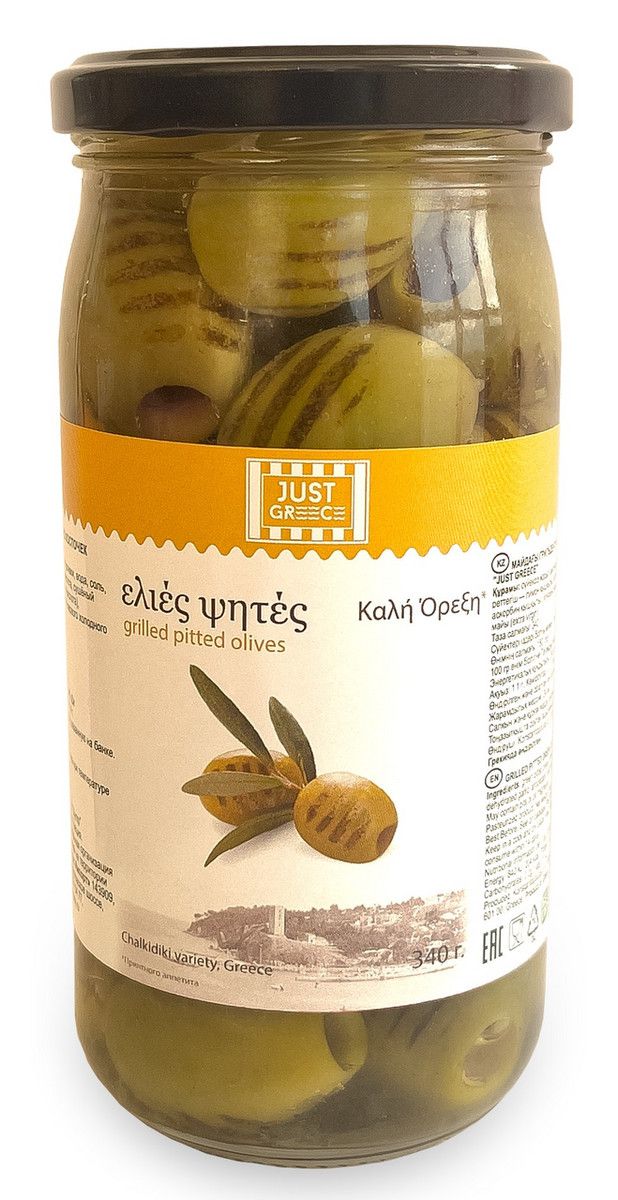Оливки зеленые Just Greece Гриль без косточки в масле, 340г х 12шт.