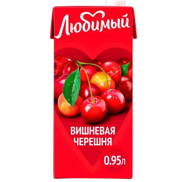 Напиток сокосодержащий Любимый Яблоко-вишня-черешня 0.95 литра