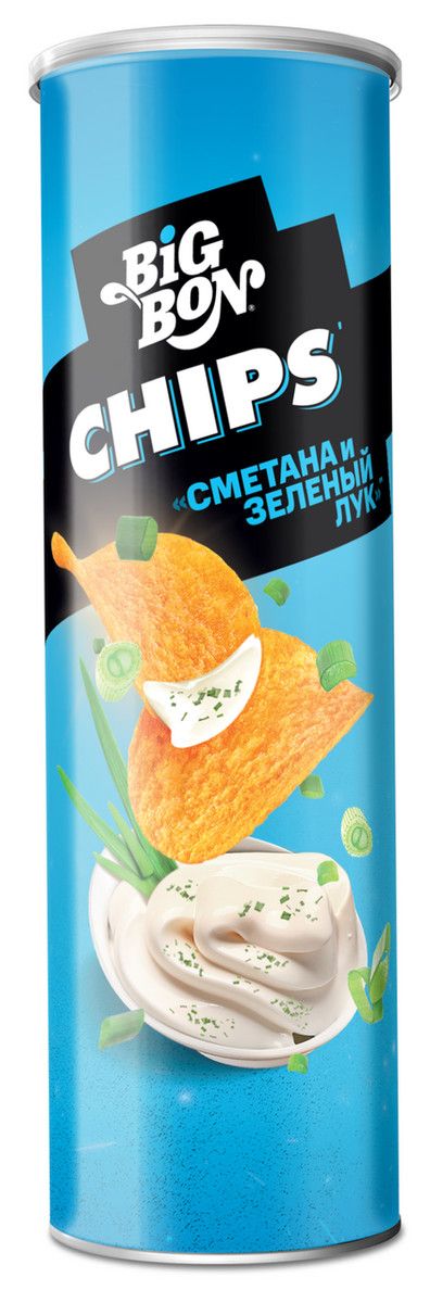 Чипсы Big Bon сметана-зеленый лук, 130г х 48шт.