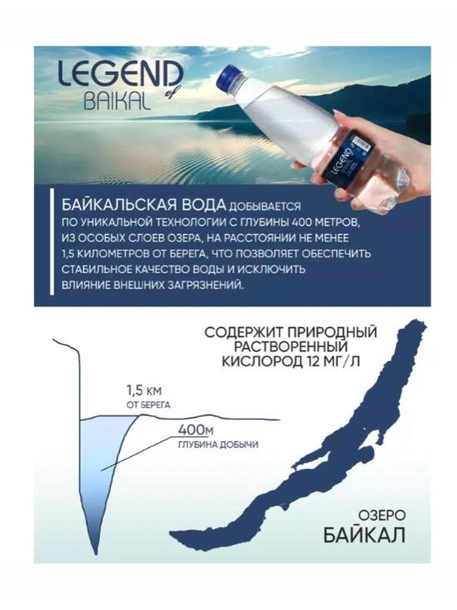 Вода питьевая Легенда Байкала (Legend of Baikal) 19л негазированная (бутыль одноразовая 10 шт.)