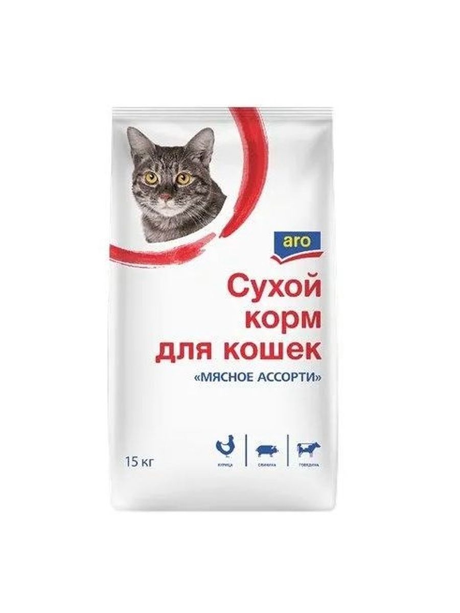 Aro Корм Сухой для Кошек Мясное Ассорти. 15кг