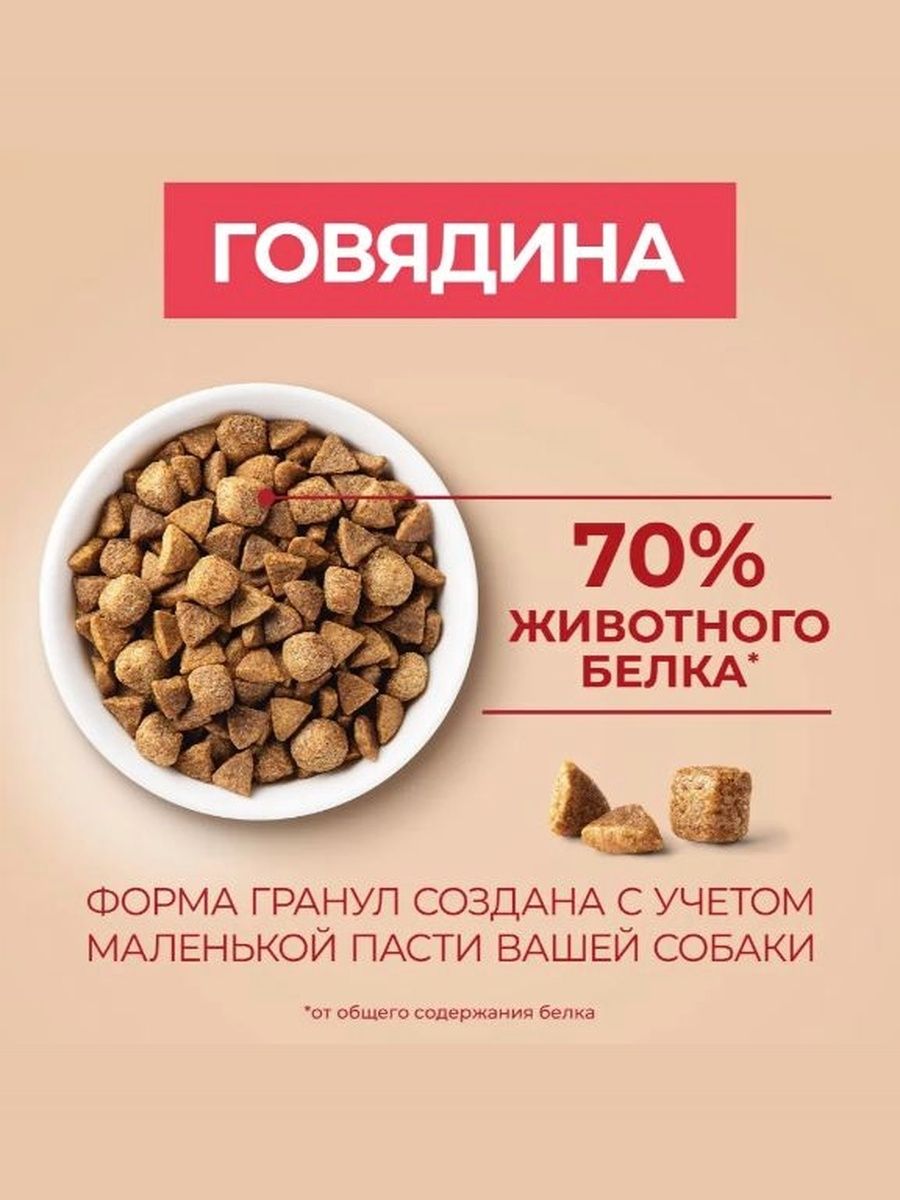 Сухой корм для собак Purina ONE МИНИ для мелких и карликовых пород, с говядиной и рисом, 1,5 кг