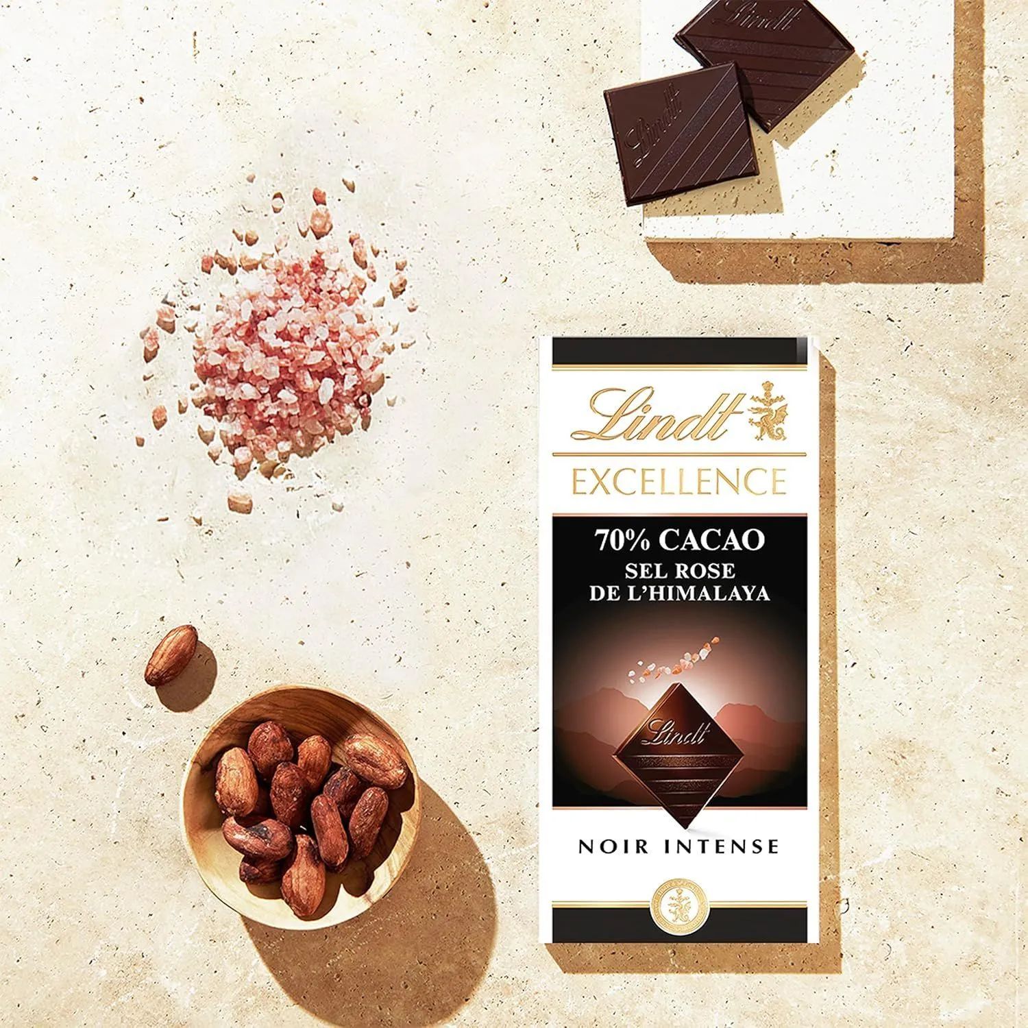Шоколад горький Lindt Excellence 70% какао c розовой Гималайской солью (100 гр). 20 шт.