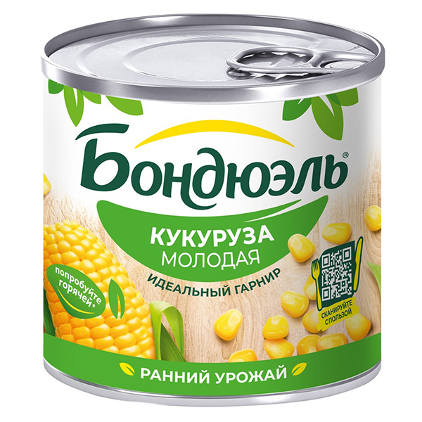 Кукуруза Bonduelle молодая ранний урожай ж/б 170 гр