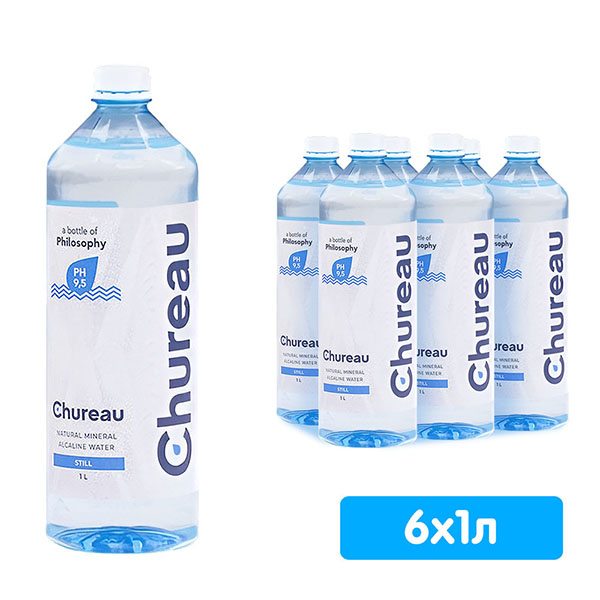 Вода минеральная Chureau 1 литр, без газа, пэт, 6 шт. в уп.