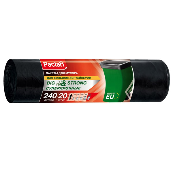 Мешки для мусора Paclan Big&Strong 240 литров, 20 шт
