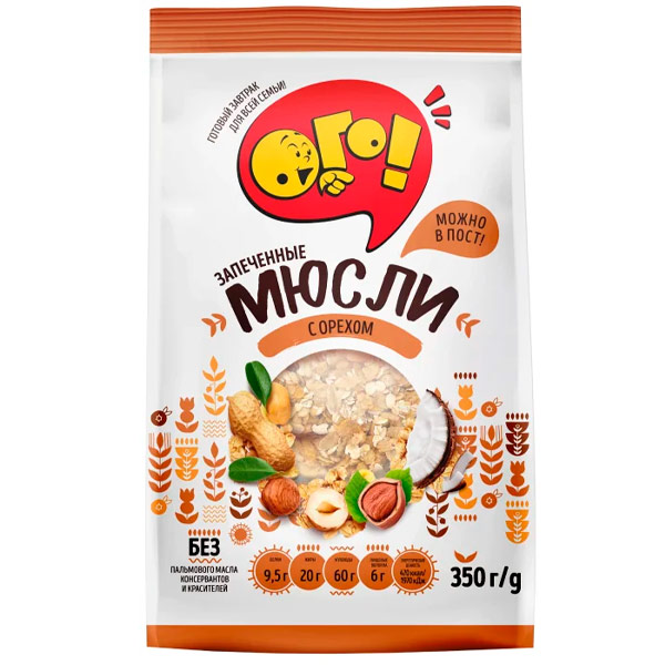 Мюсли ОГО! запечённые с орехом 350 гр