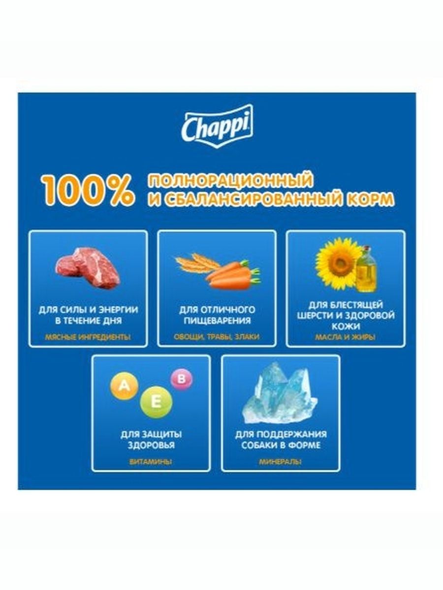 Корм сухой для собак Chappi Сытный мясной обед. Мясное изобилие , 2.5 кг