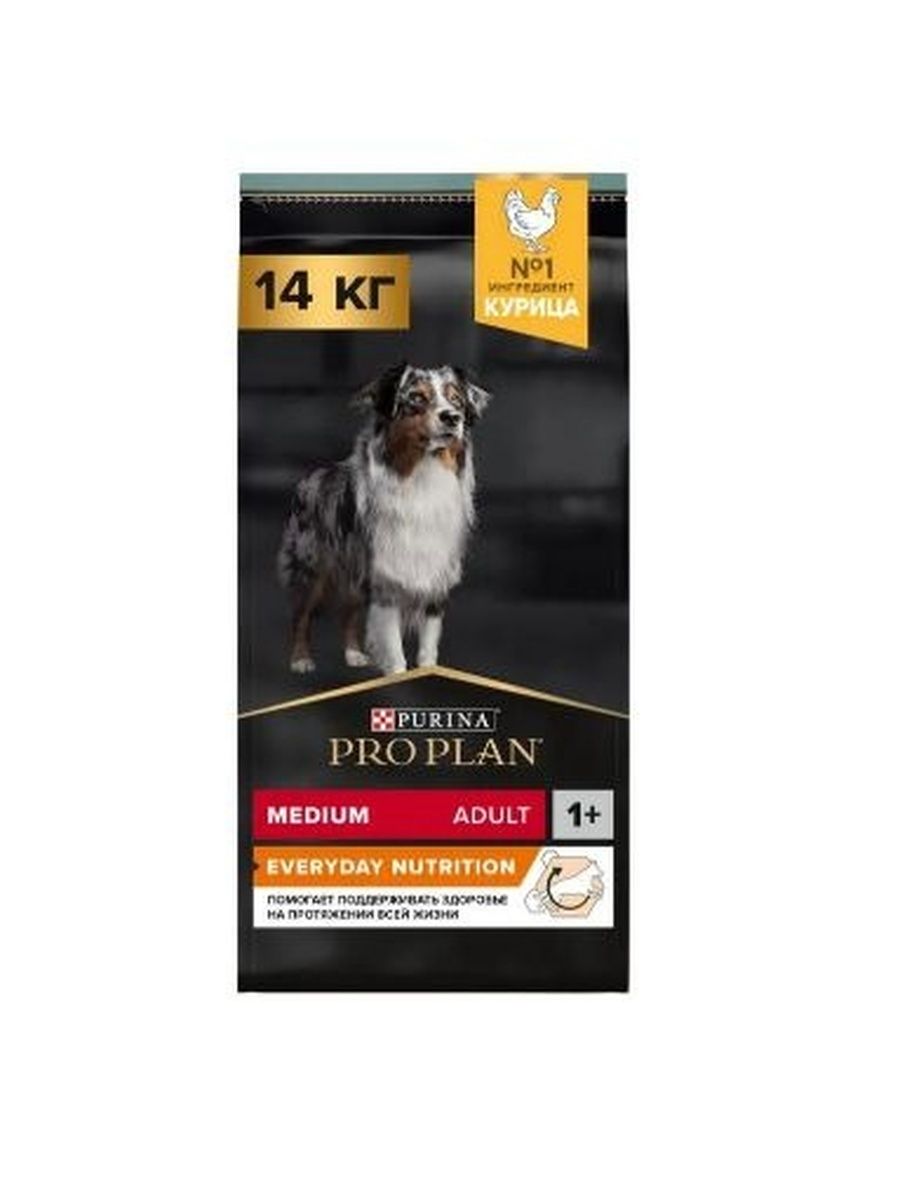Сухой корм PRO PLAN Everyday Nutrition для взрослых собак средних пород, с курицей, 14 кг