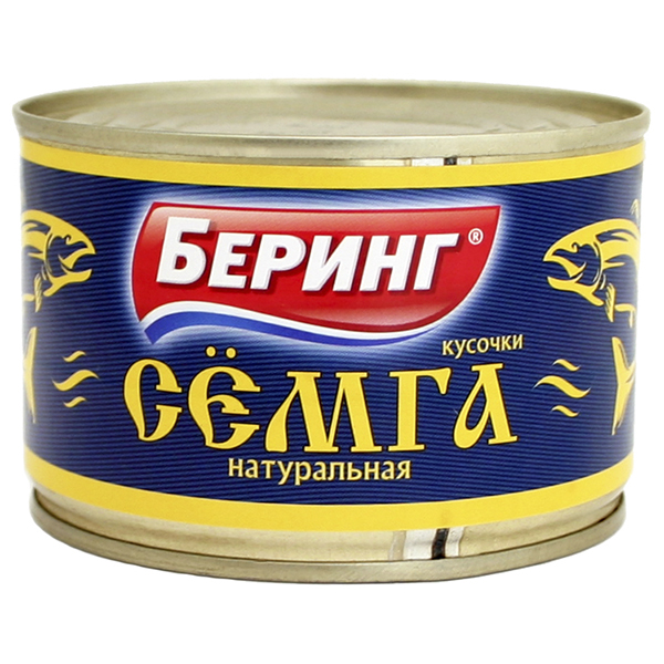 Семга Беринг натуральная кусочки ж/б 230 гр