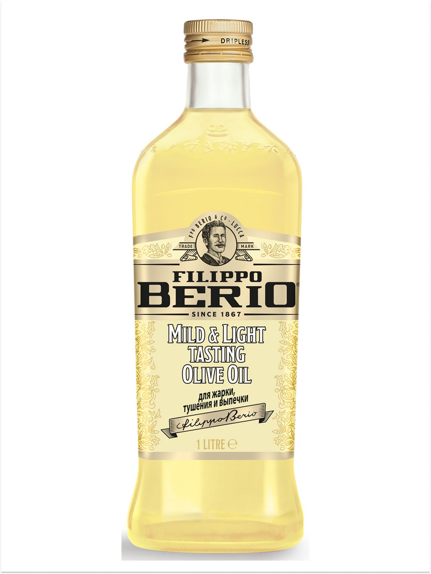 Масло оливковое Filippo Berio Mild&Light, рафинированное универсальное 1л х 6 шт.