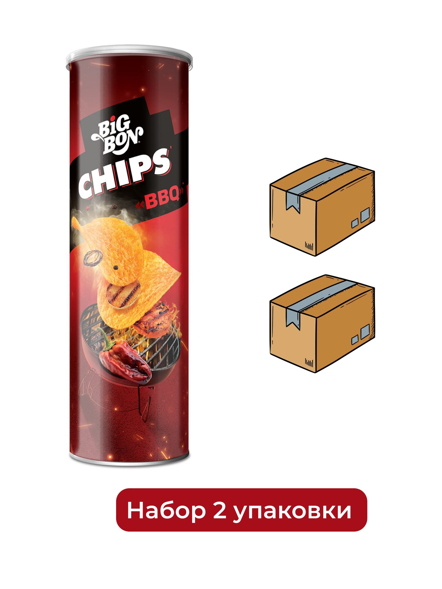 Чипсы Big Bon барбекю, 130г х 24шт.