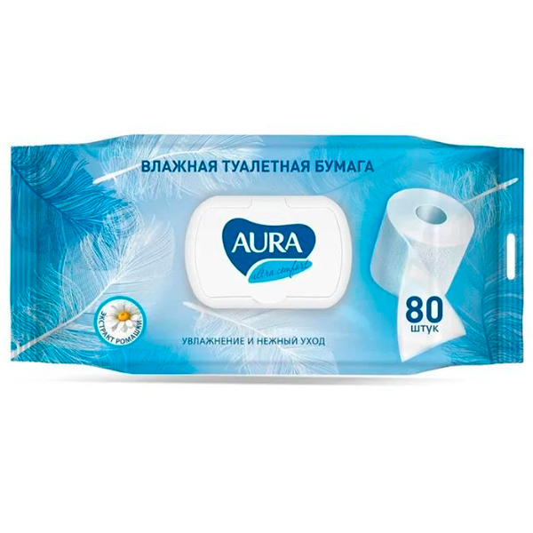 Влажная туалетная бумага Aura Ultra Comfort 80 шт