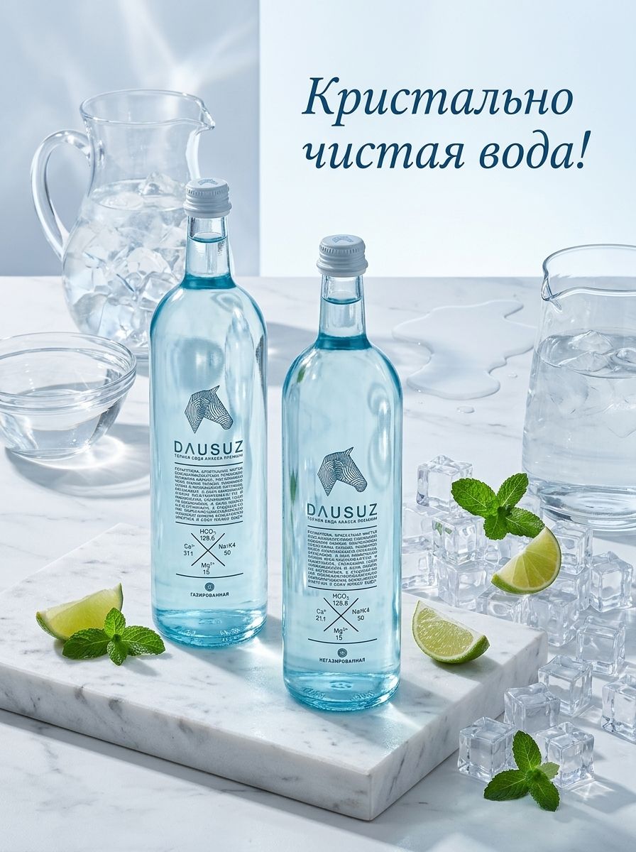 Вода Dausuz 0.85 литра, без газа, стекло. Упаковка 9 шт.