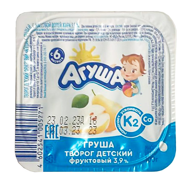 Творог Агуша груша 3,9% БЗМЖ 100 гр