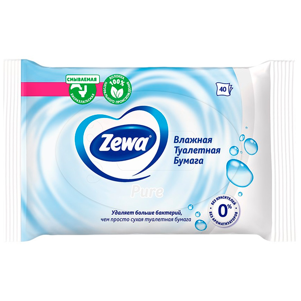 Влажная туалетная бумага Zewa Pure 42 листа