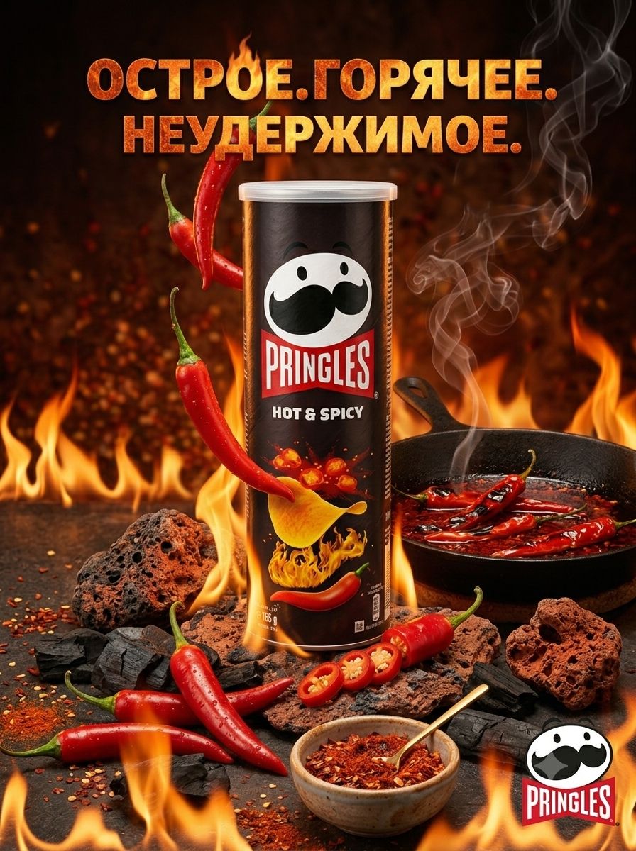 Чипсы Pringles Hot & Spicy (остро-пряные) 165 гр. 19 шт.