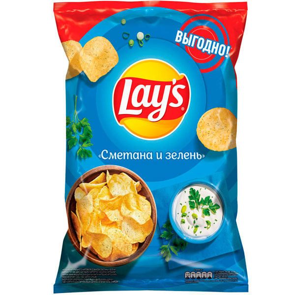 Чипсы Lays Сметана и зелень 225 гр