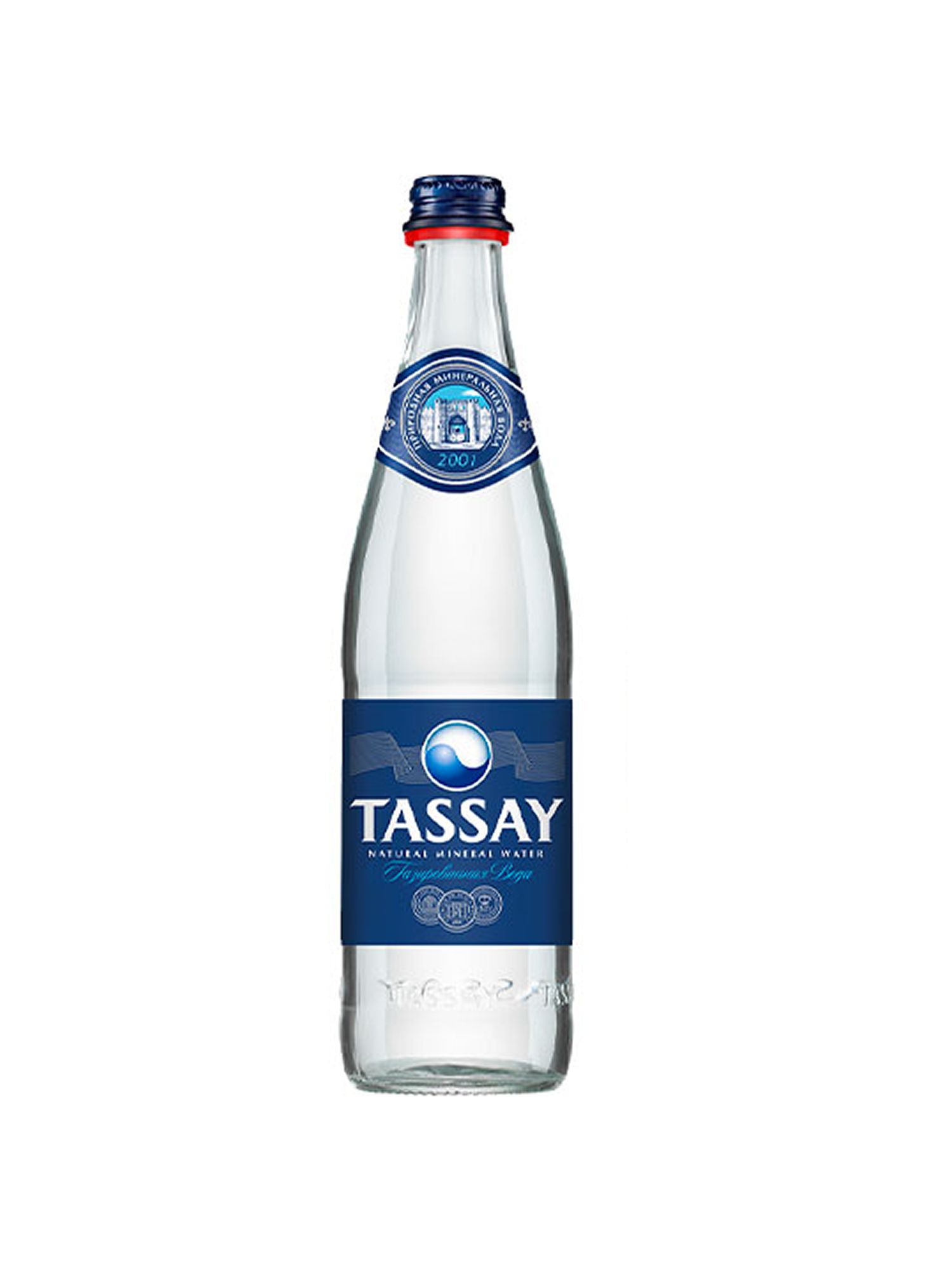 Вода Tassay 0.5 литра, газ, стекло, (упаковка 12 шт)