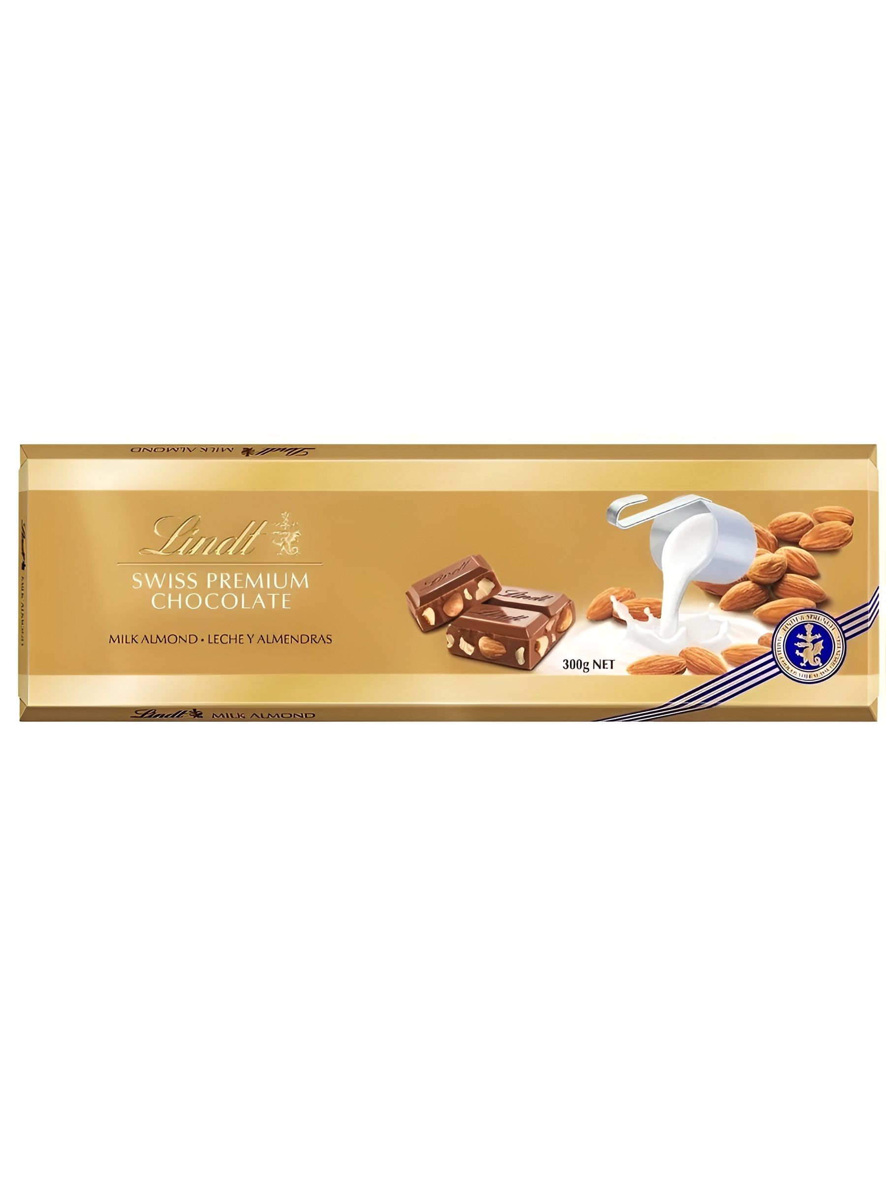 Шоколад LINDT GOLD Молочный с Цельным Миндалем 300г
