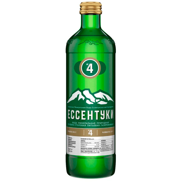 Вода Ессентуки №4 лечебно-столовая Тэсти 0.45 литра, газ, стекло, 20 шт. в уп.