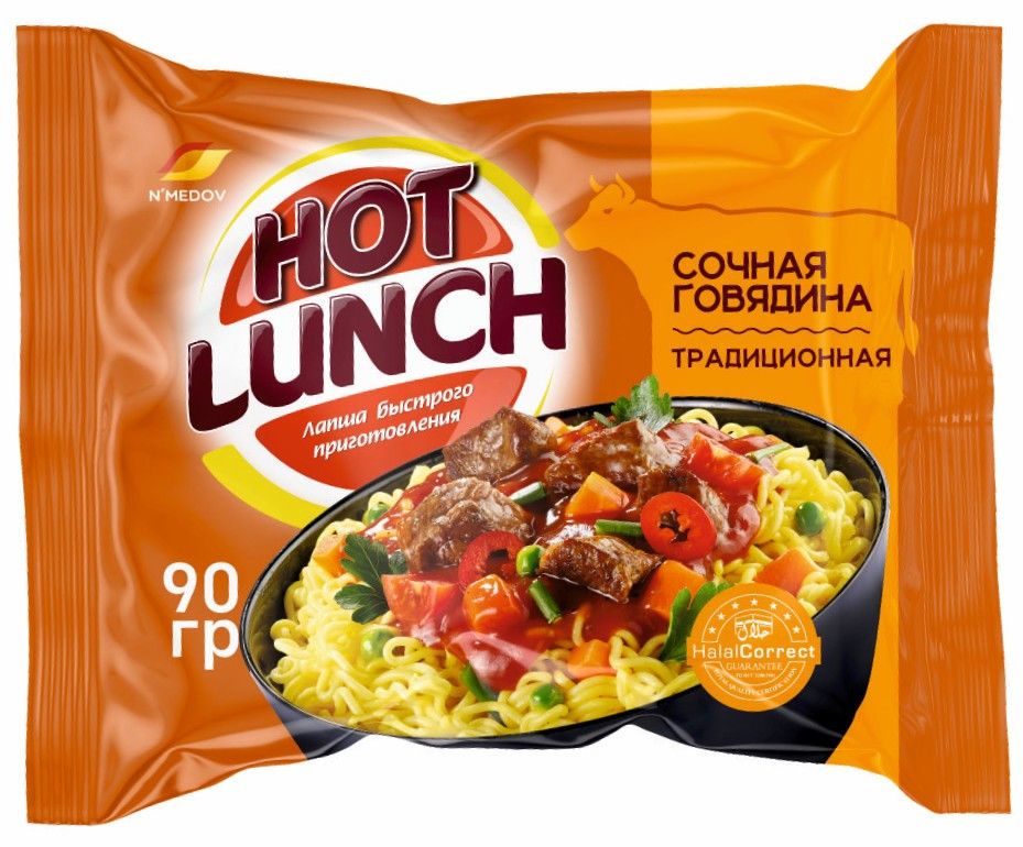Лапша быстрого приготовления NMedov Hot Lunch говядина, 90г х 24 шт.