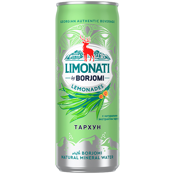 Напиток Limonati by Borjomi тархун, газ, ж/б, 0,33 литра, 12 шт. в уп.