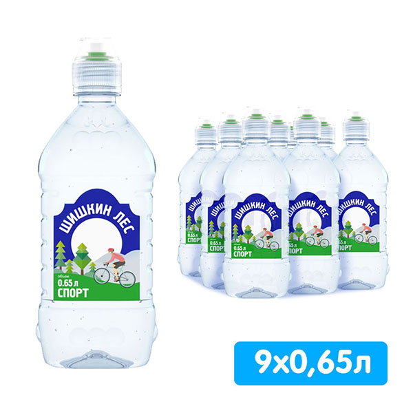Вода Шишкин лес 0.65 литра, спорт, без газа, пэт, 9 шт. в уп.
