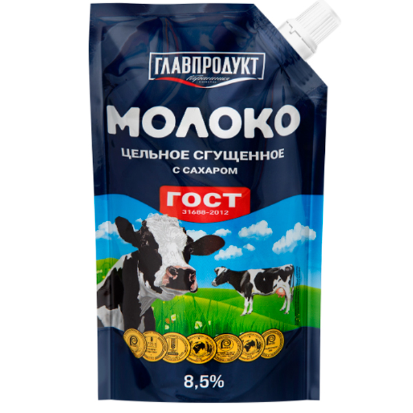 Сгущенное молоко Главпродукт с сахаром ГОСТ 8.5% БЗМЖ 270 гр