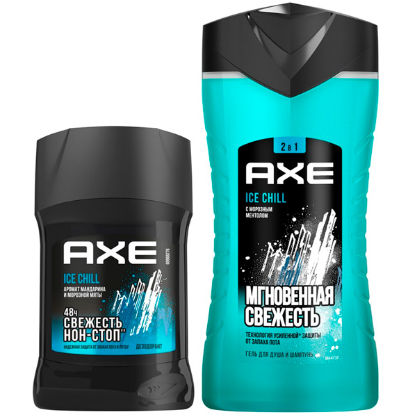 Набор подарочный Axe Ice Chill Дезодорант 50 мл + Гель для душа-шампунь 250 мл