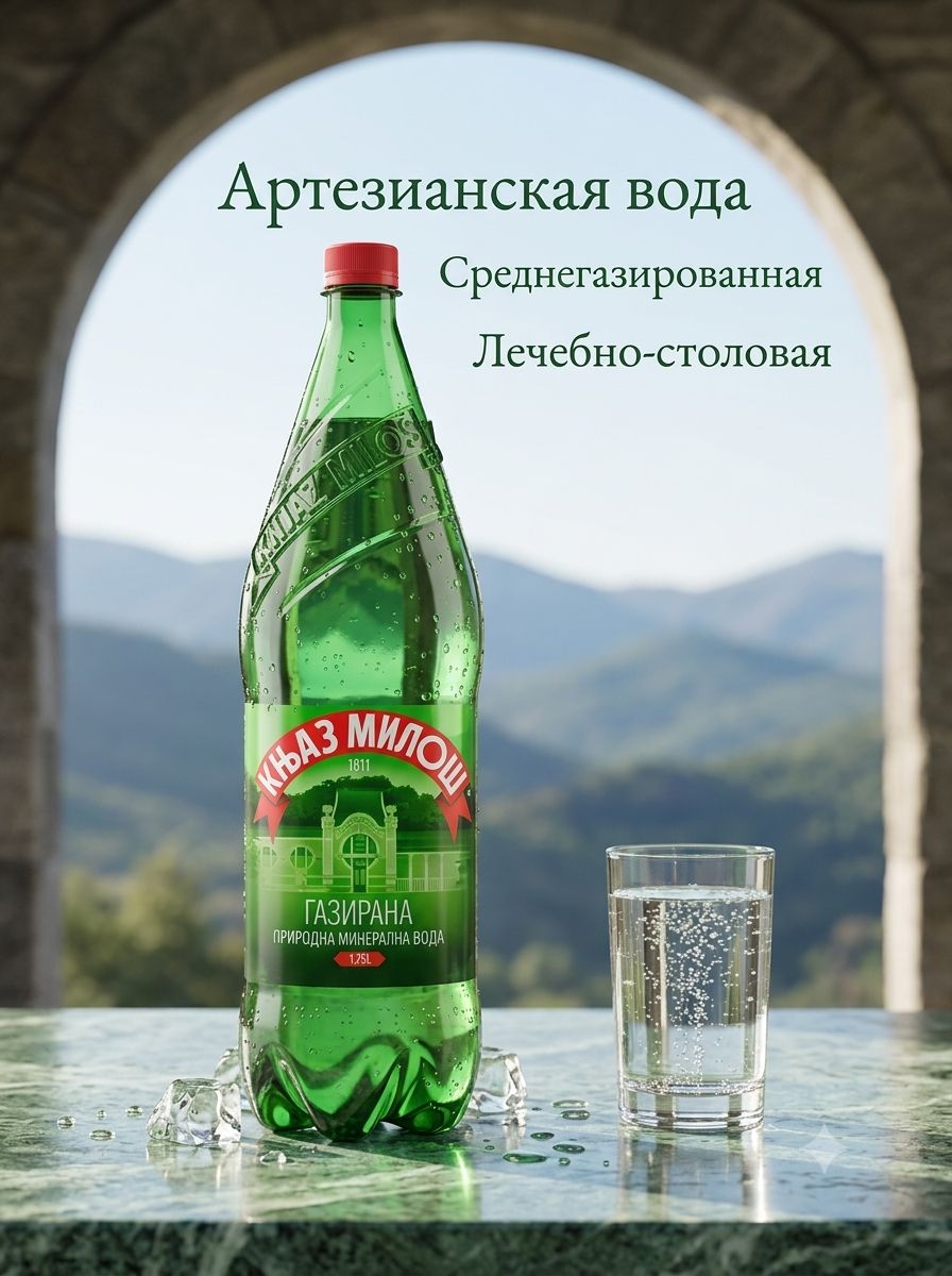 Вода лечебно-столовая Knjaz Milos (Князь Милош) 1.5л х 6 шт.
