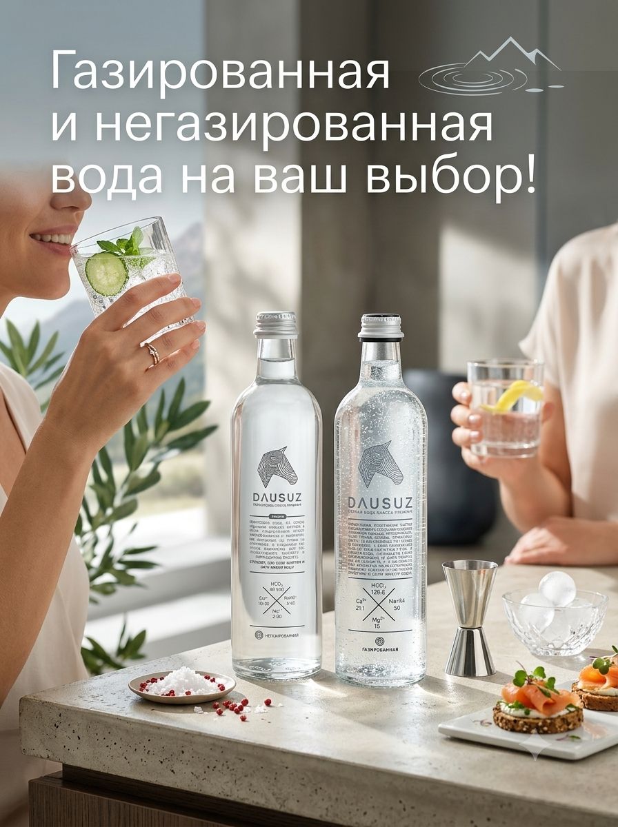 Вода Dausuz 0.5 литра, газ, стекло. Упаковка 12шт.