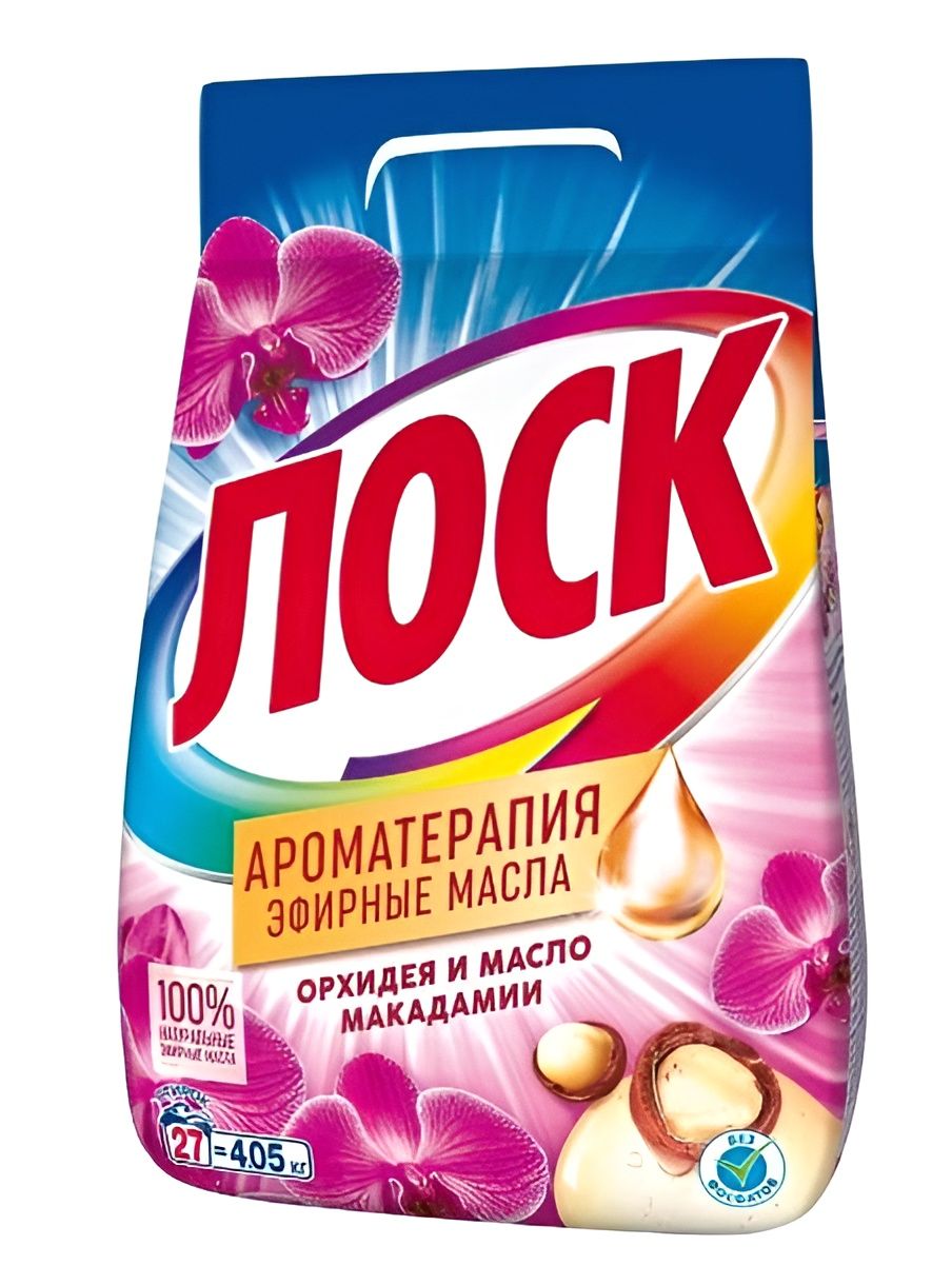 Стиральный порошок ЛОСК Ароматерапия Орхидея и Масло Макадамии 4.05 кг 27 стирок (для белого белья)