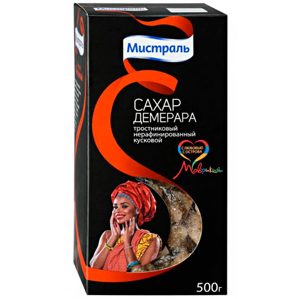 Сахар коричневый Мистраль кусковой 500гр